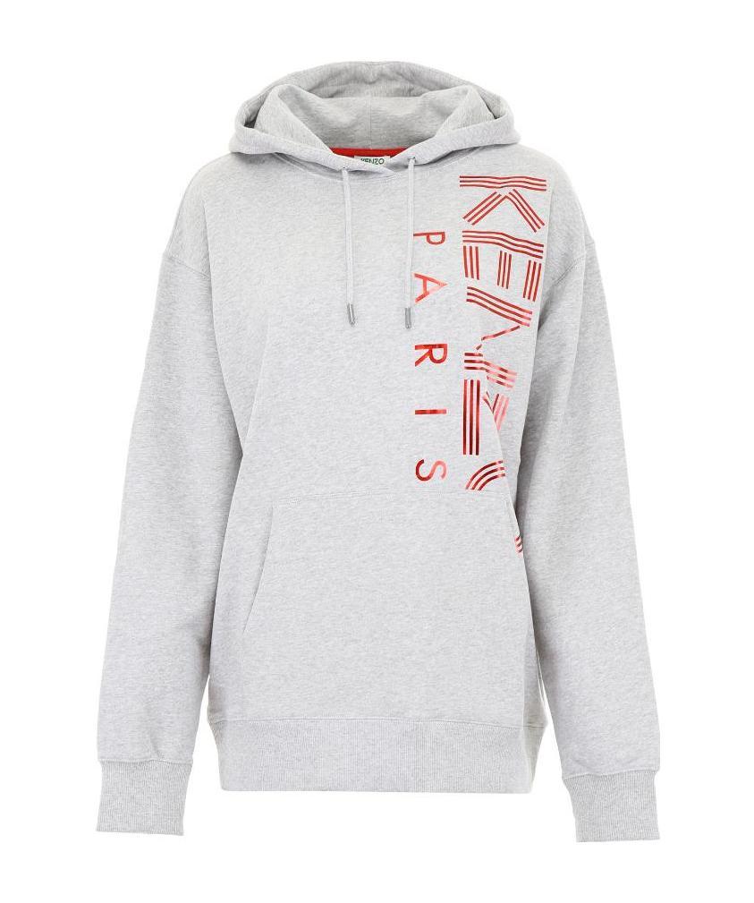 Kenzo Letter Logo Printed Hooded Sweater In White