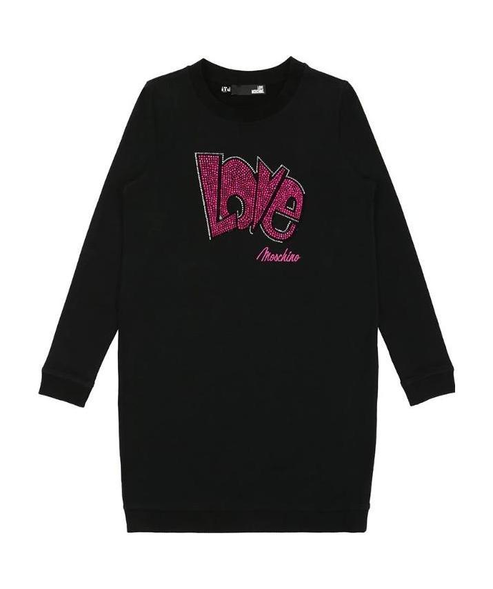 MOSCHINO PRINTED ROUND-NECK LONG-SLEEVED DRESS