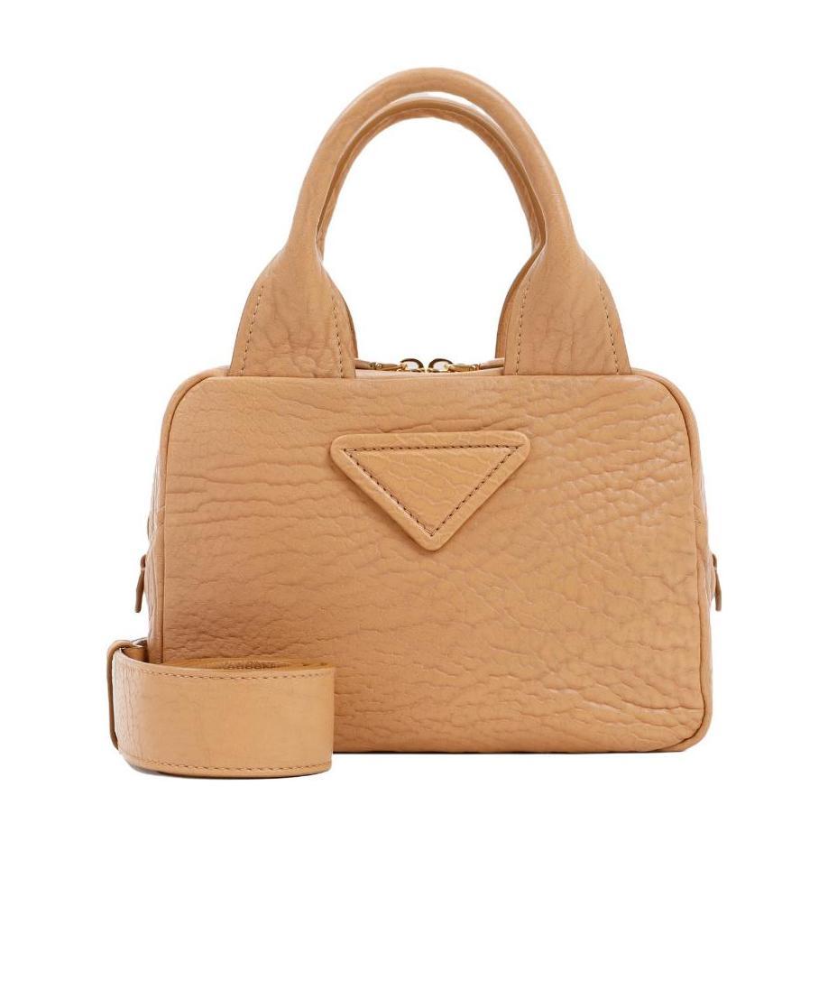Prada Leather Logo Handbag In Nude