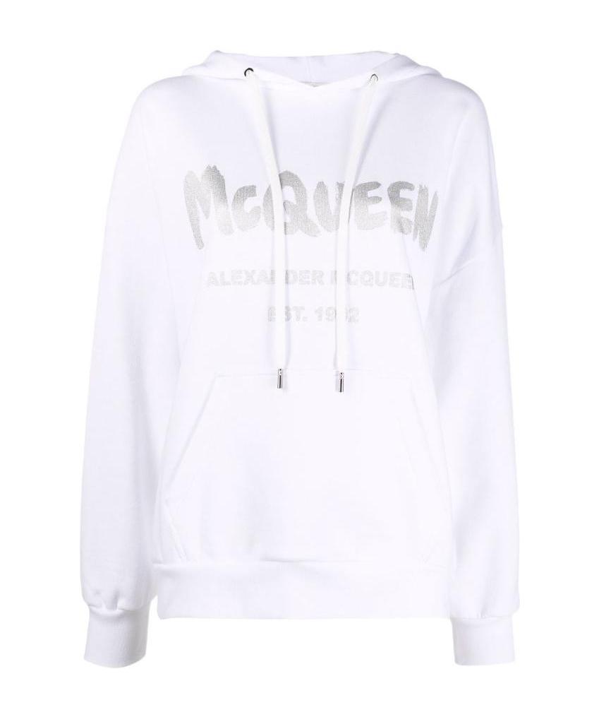 Alexander Mcqueen Logo-print Cotton Hoodie In White