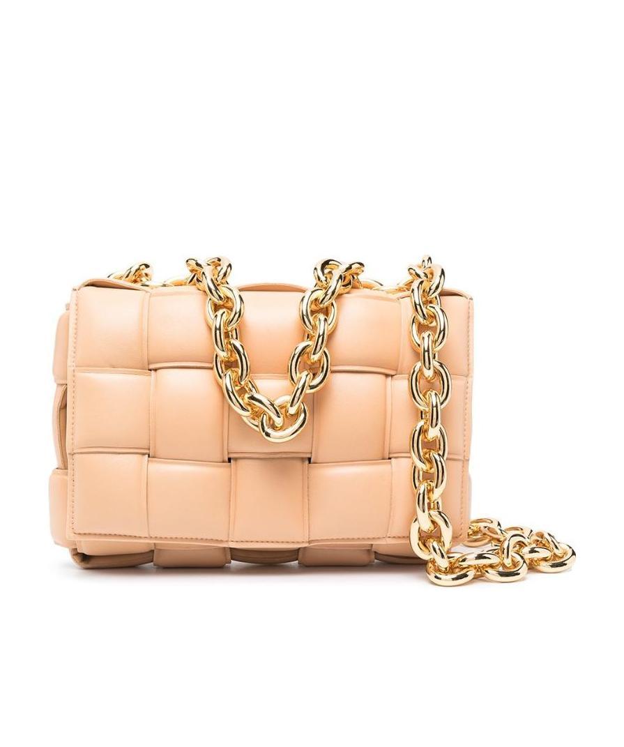 Bottega Veneta The Chain Cassette Shoulder Bag In Nude