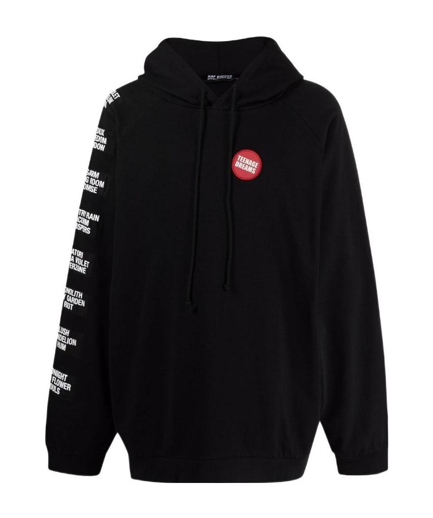 Raf Simons Oversized Patch-embellished Hoodie In Black