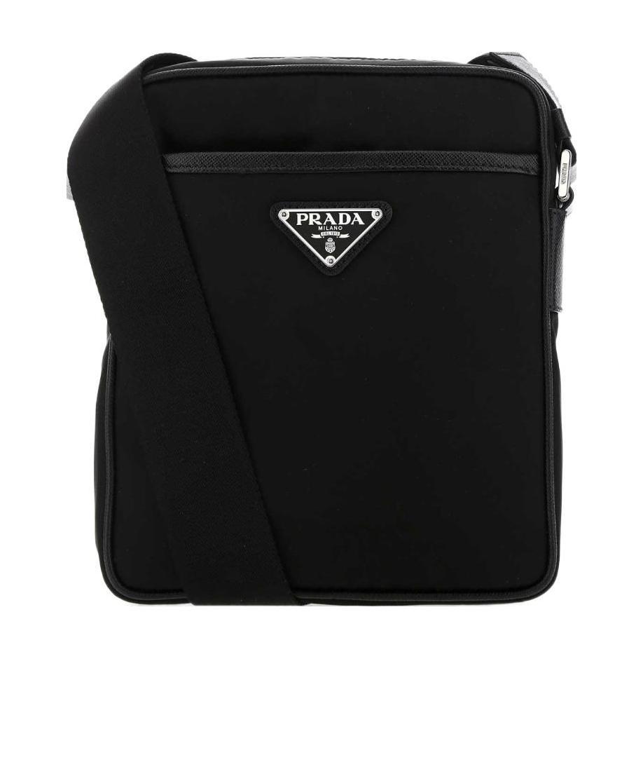 Prada Re-nylon And Saffiano Shoulder Bag In Black