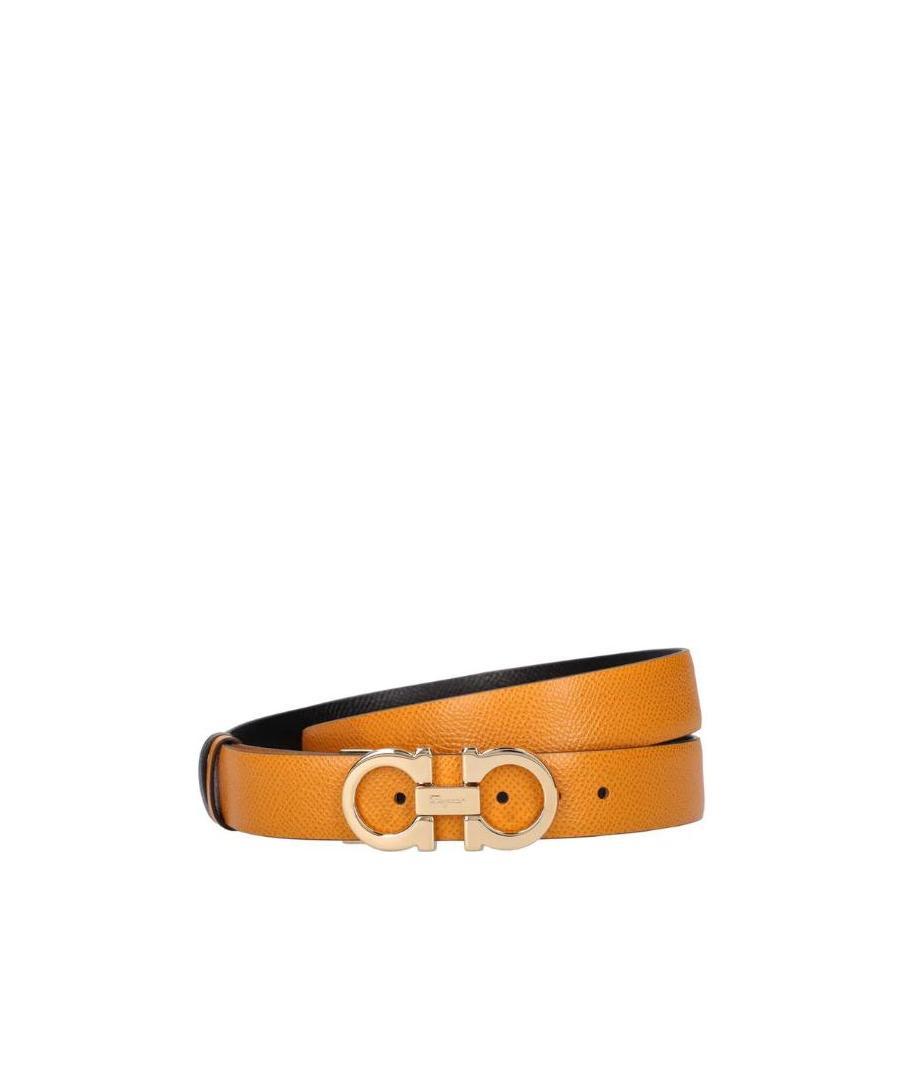 Ferragamo Double-sided Adjustable Gancini Belt In Orange
