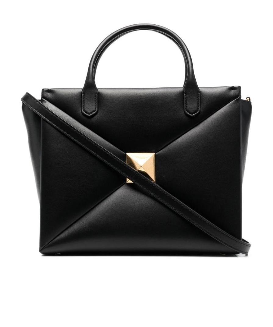 Valentino Garavani Roman Stud Strapped Tote Bag In Black