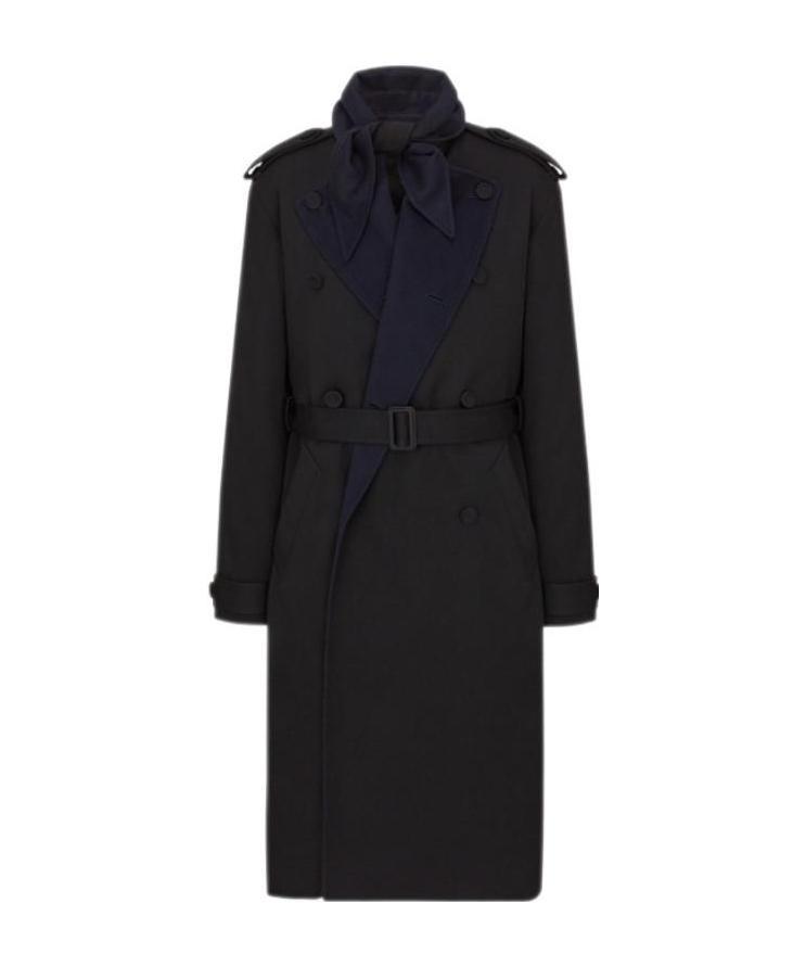 Dior Black Double-breasted Trench Coat In Black