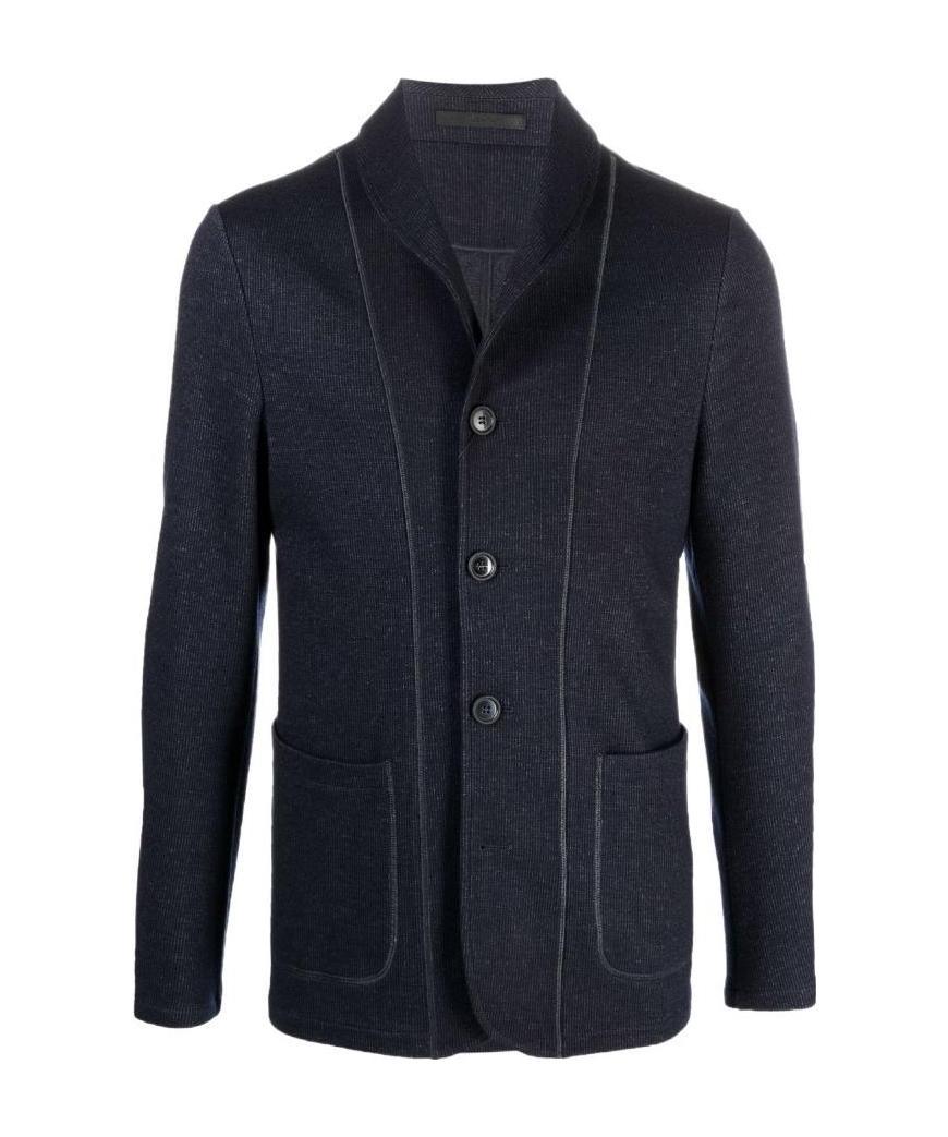 Giorgio Armani Contrast-trim Single-breasted Blazer In Black