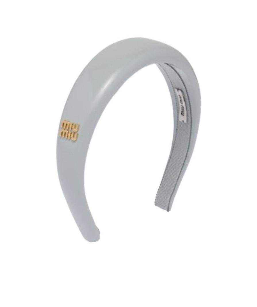 Miu Miu Patent Leather Headband In Blue