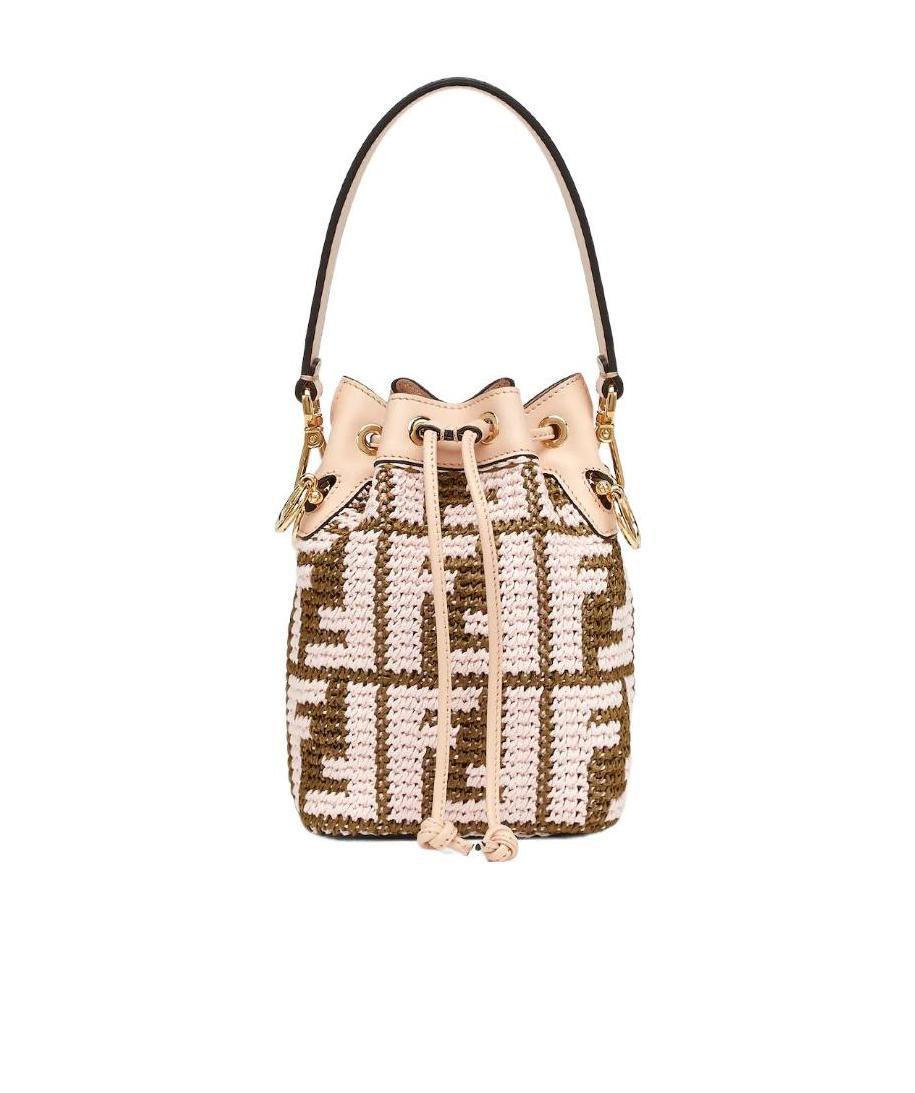 Fendi Logo Pattern Bucket Bag In Nude