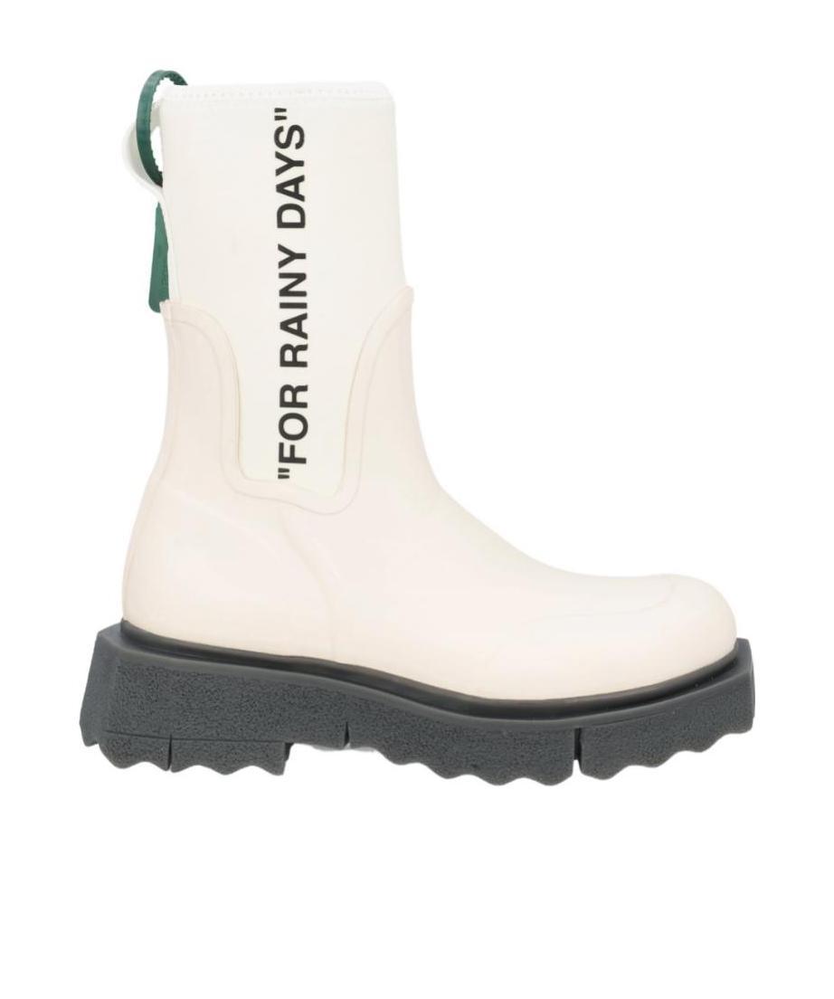 Off-white Slogan-print Ankle Boots In White
