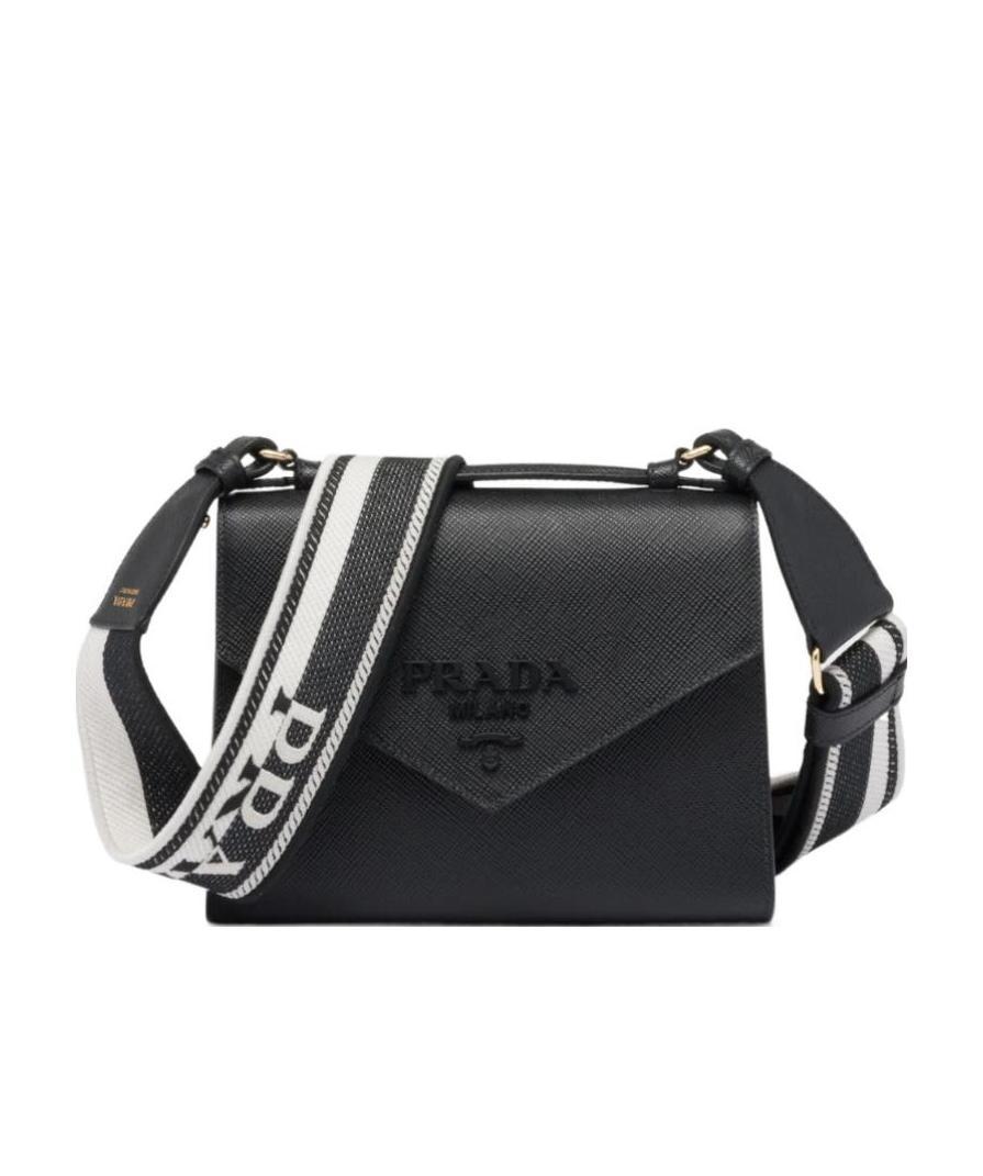Prada Womens Black Triangle-plaque Embroidered-jacquard Medium Woven Tote Bag In Black