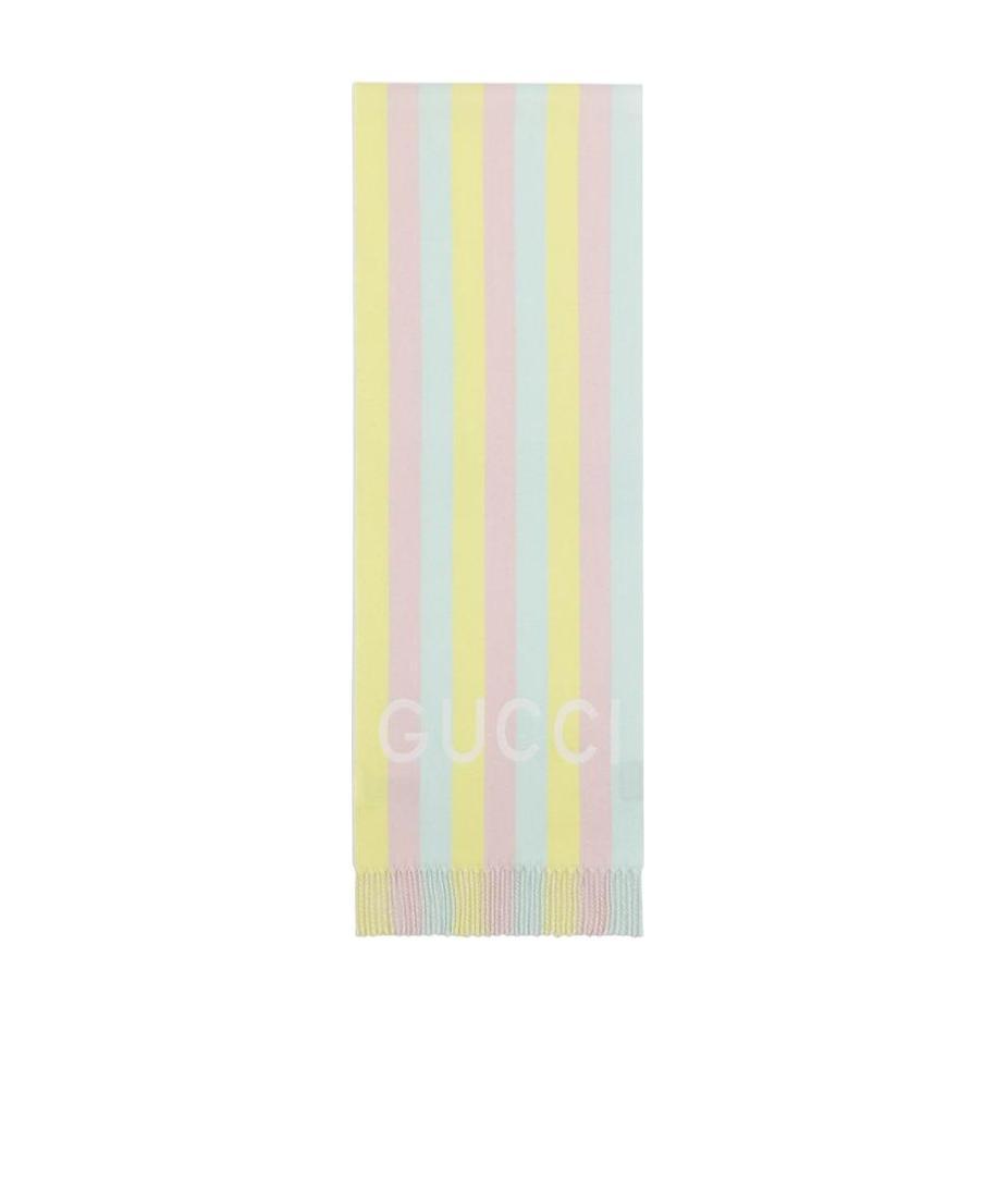 Gucci Striped Wool Scarf In White