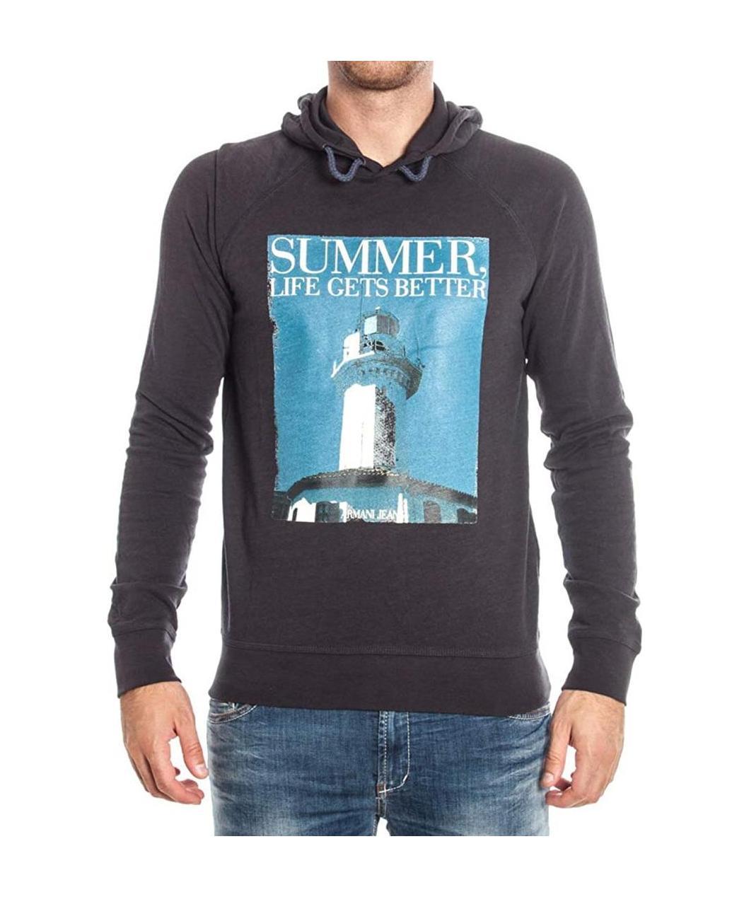 ARMANI JEANS LOGO HOODED SWEATER