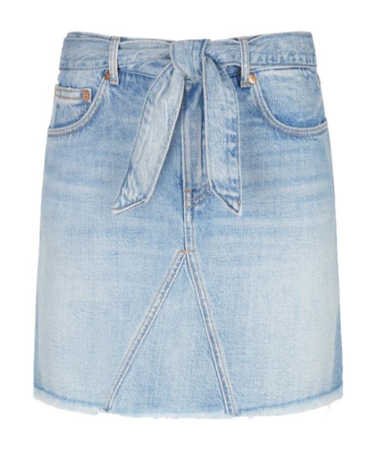 GIVENCHY BELTED DENIM MINI SKIRT 