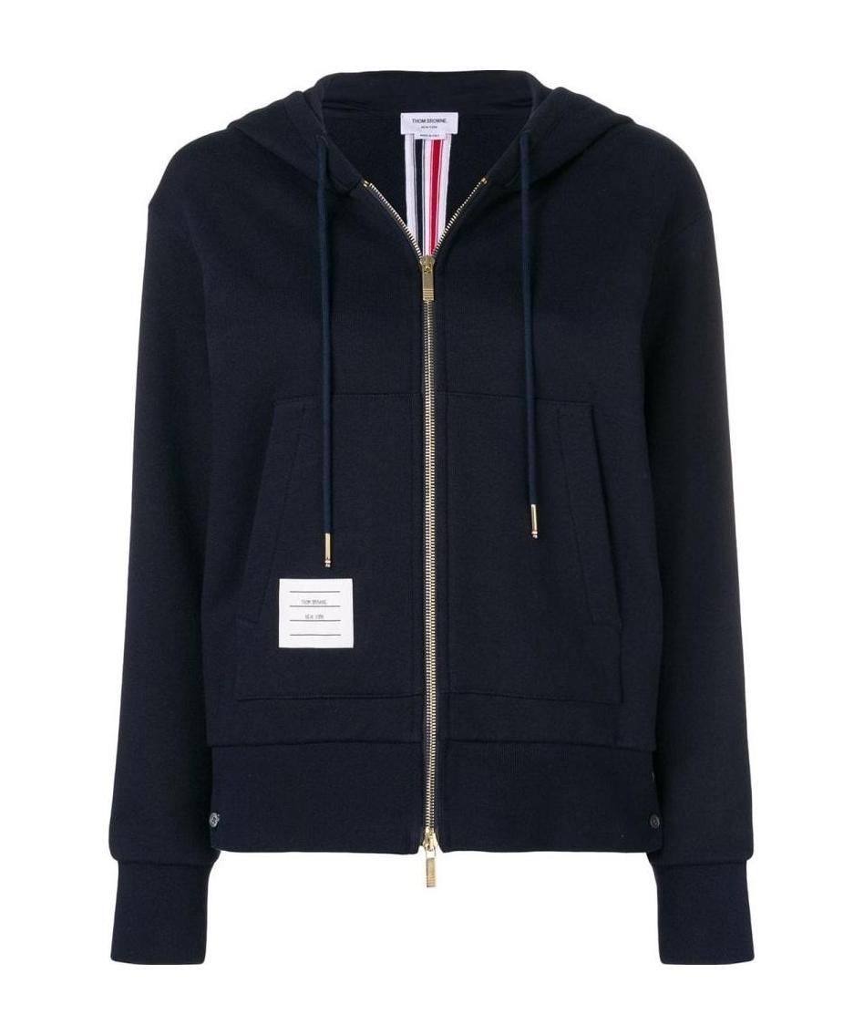 Thom Browne Center-back Stripe Zip-up Hoodie In Blue