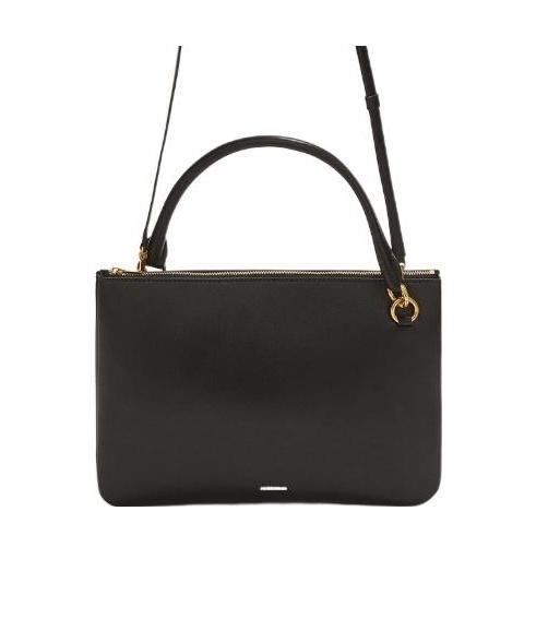 Jil Sander Small Leather Shoulder Bag In Black