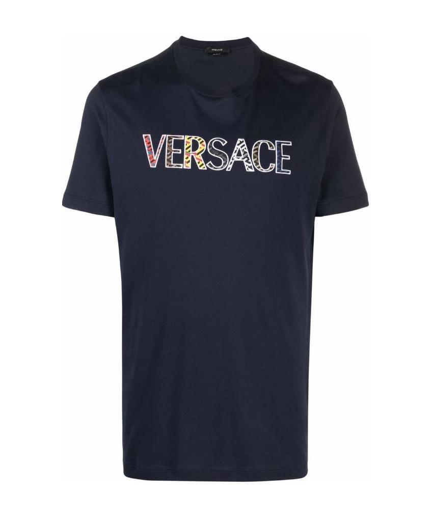 Versace Embroidered Logo T-shirt In Black