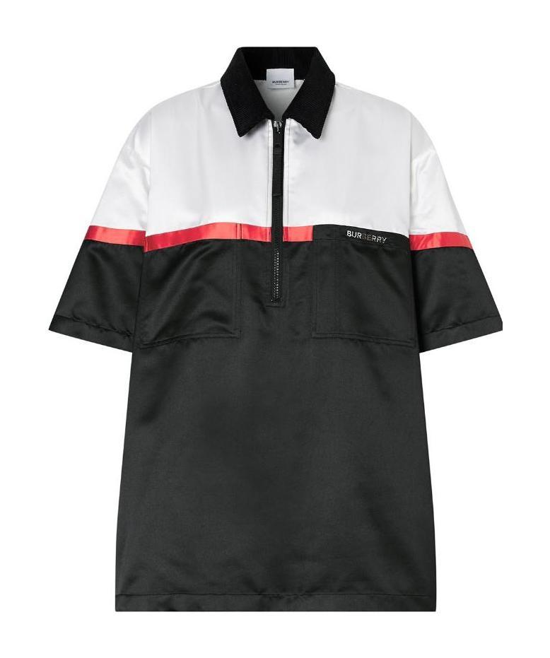Burberry Oversized Colour Block Bowling Shirt In Black