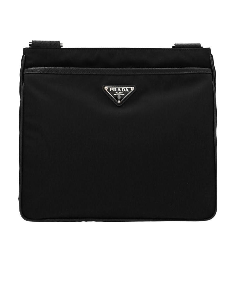 Prada Clutch Bag Leather Detachable Wrist Handle In Black