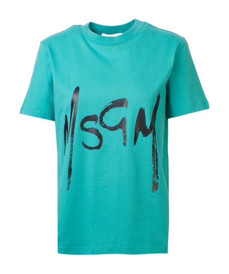 Msgm Logo T-shirt In Green