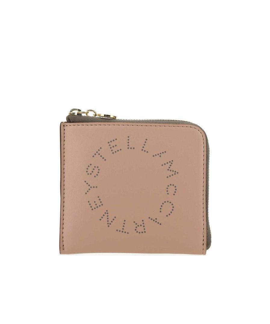 Stella Mccartney Stella Logo Compact Wallet In Nude