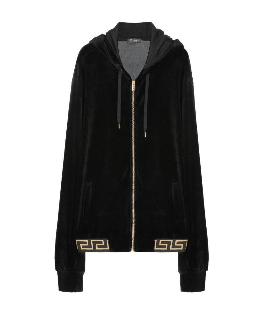 Versace Greco Velvet Casual Jacket In Black