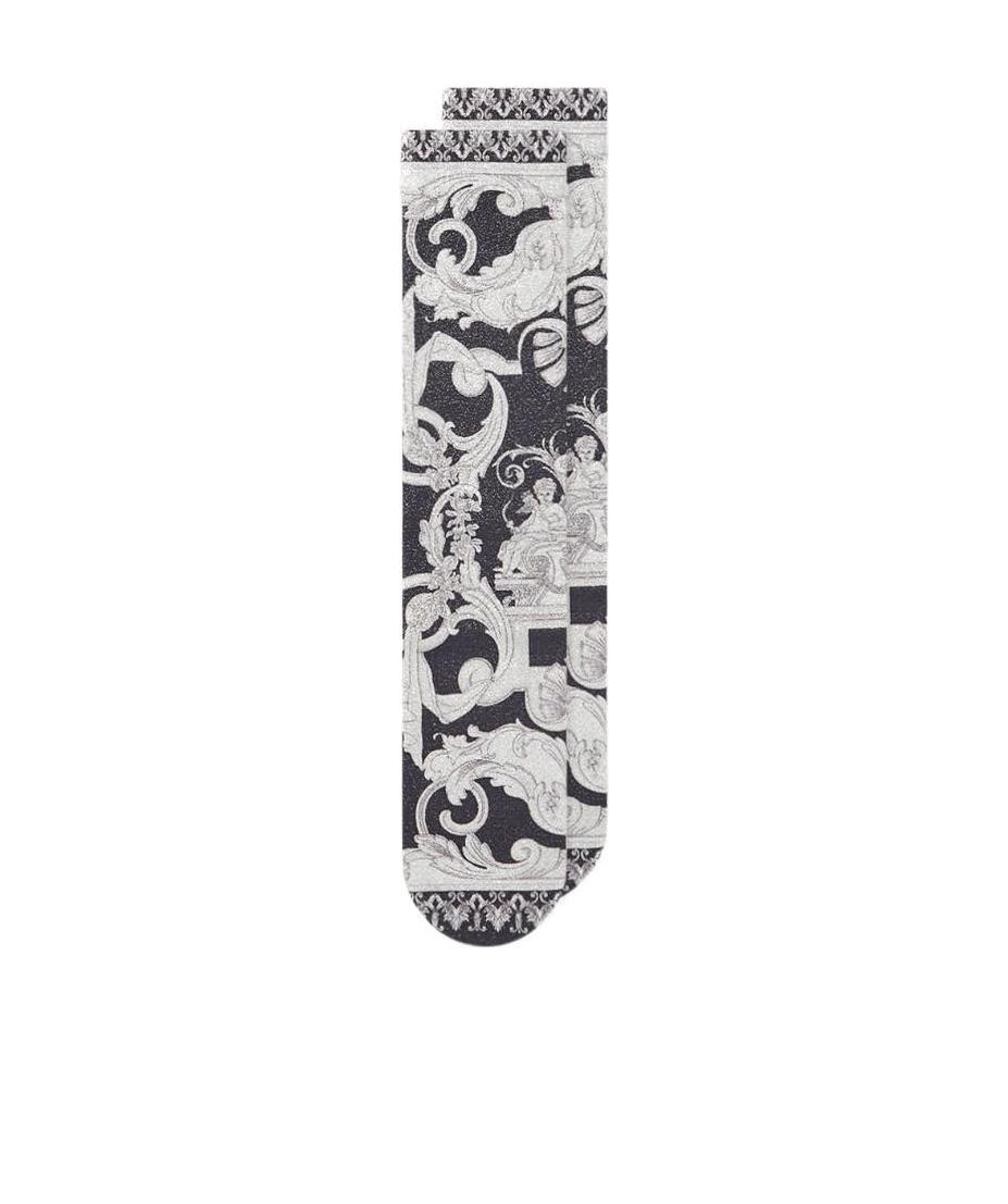 Versace Baroque Pattern-print Socks In Gray