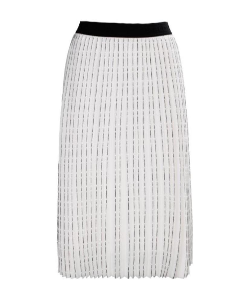 Shop Karl Lagerfeld Logo Print Pleated Skirt In White