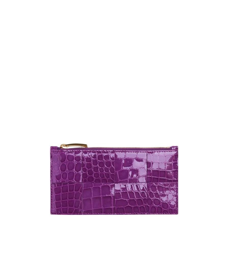 Bottega Veneta Long Zipper Card Bag In Purple
