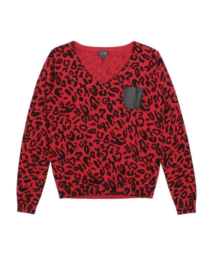 Shop Armani Jeans V-neck Sweater In Red