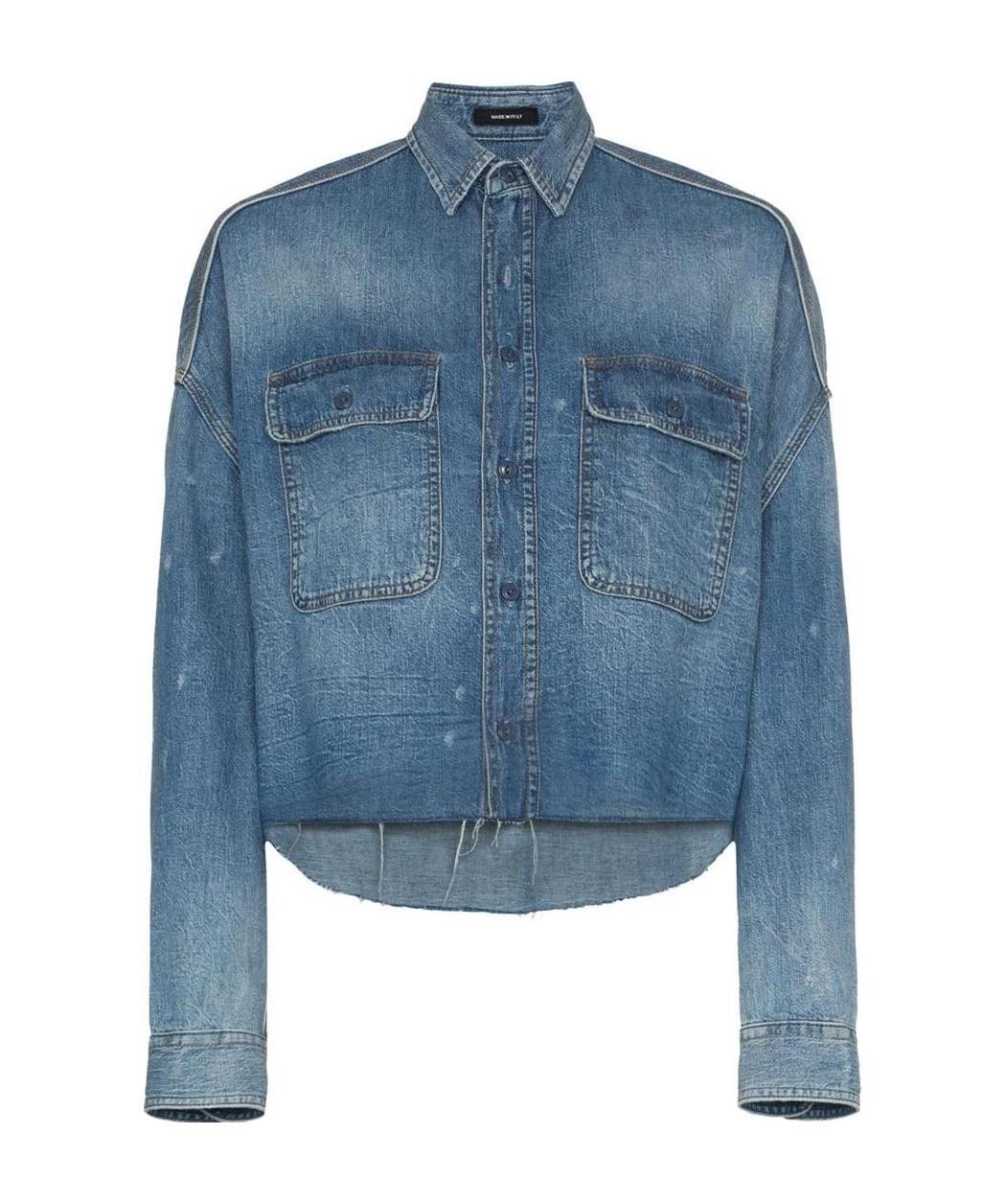 R13 Denim Jacket With Tears T-shirt In Blue