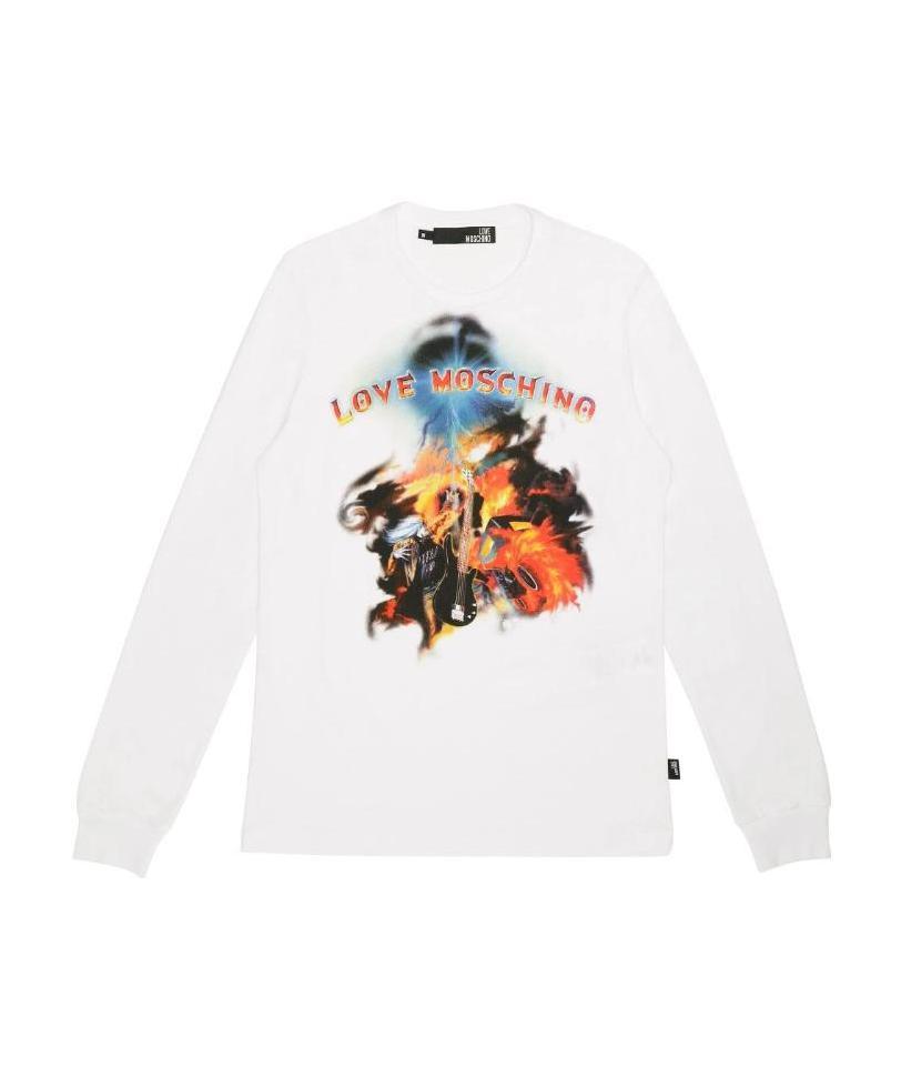 MOSCHINO T-SHIRT WITH ROUND NECK AND LONG SLEEVES