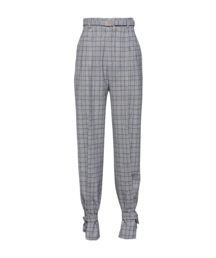 Miu Miu Glen Plaid Trousers In Gray