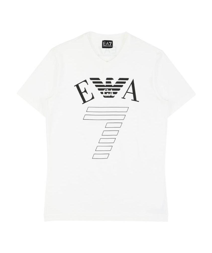 Ea7 Logo T-shirt With Round Neck In White
