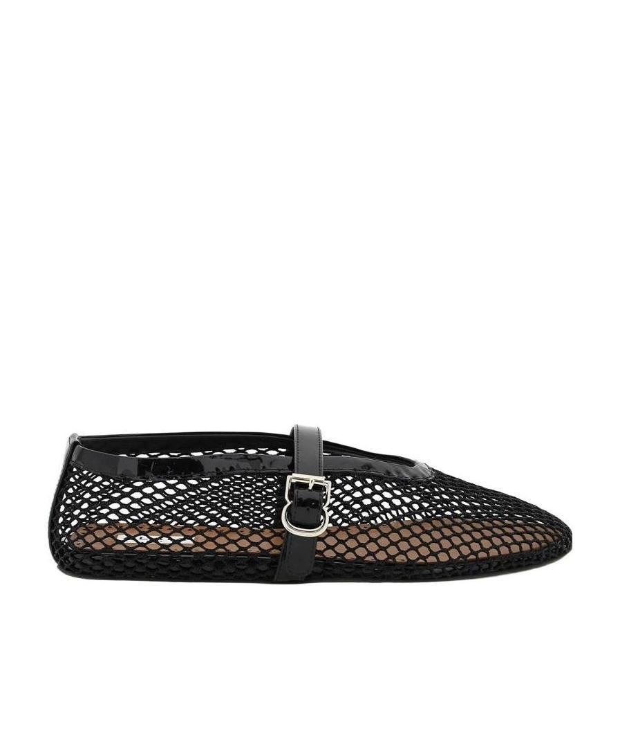 Shop Alaïa Fishnet Ballerina Flats In Black