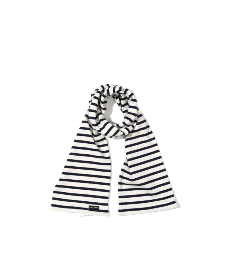 Saint James Logo Horizontal Stripe Scarf In White
