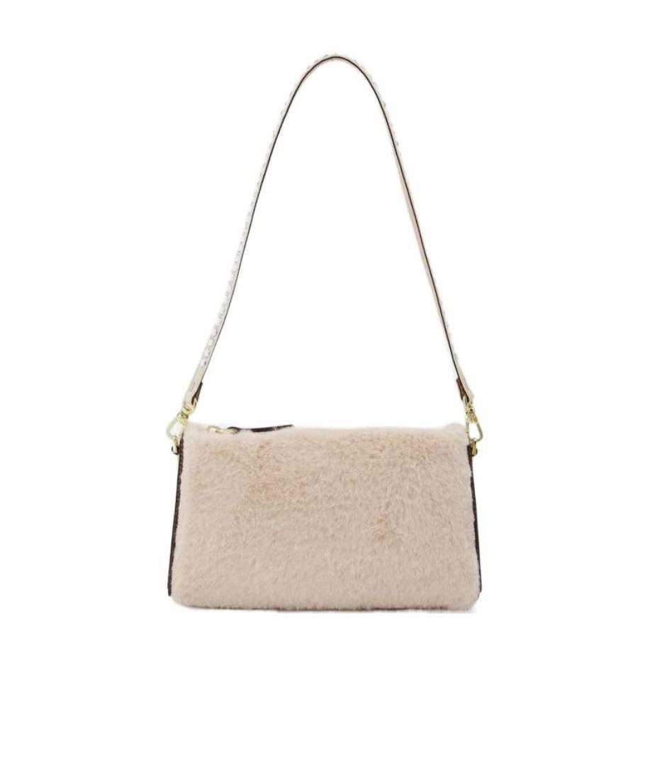 Manu Atelier Mini Artificial Fur Shoulder Bag In Nude