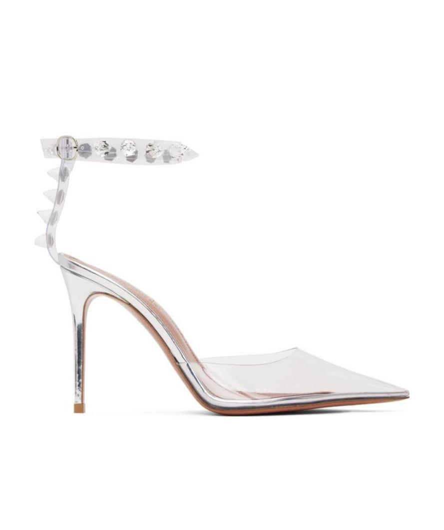 Amina Muaddi Transparent High Heels In White
