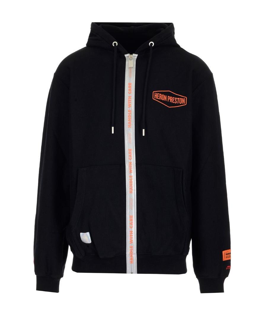 Heron Preston Hoded Zipper Casual Jacket In Black