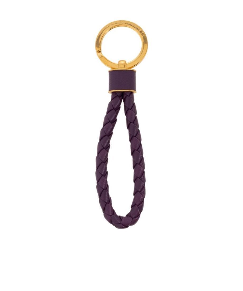 Bottega Veneta Intreccio Leather Keyring In Black