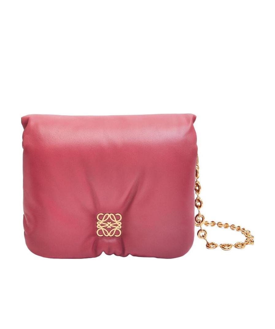 Loewe Puffer Goya Bag In Shiny Nappa Lambskin In Red