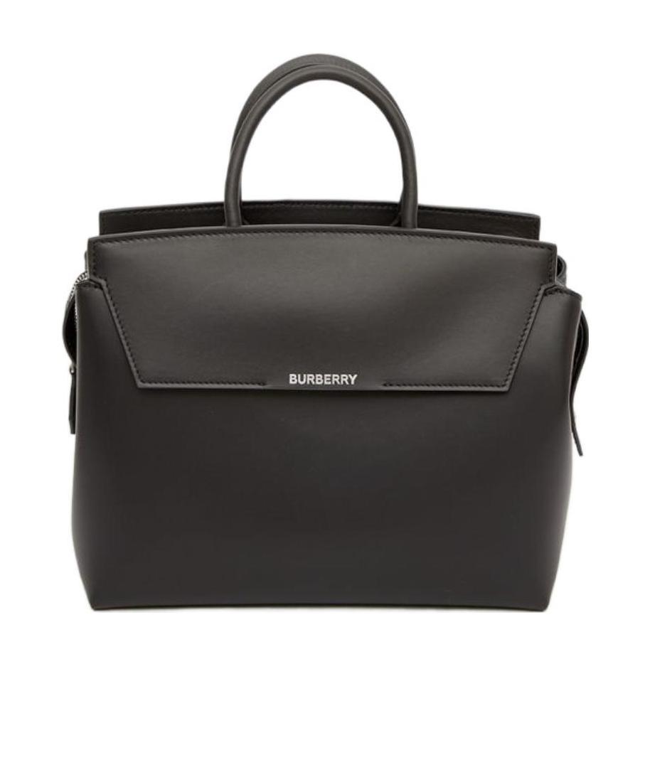 Burberry Black Leather Medium Tote Bag In Black