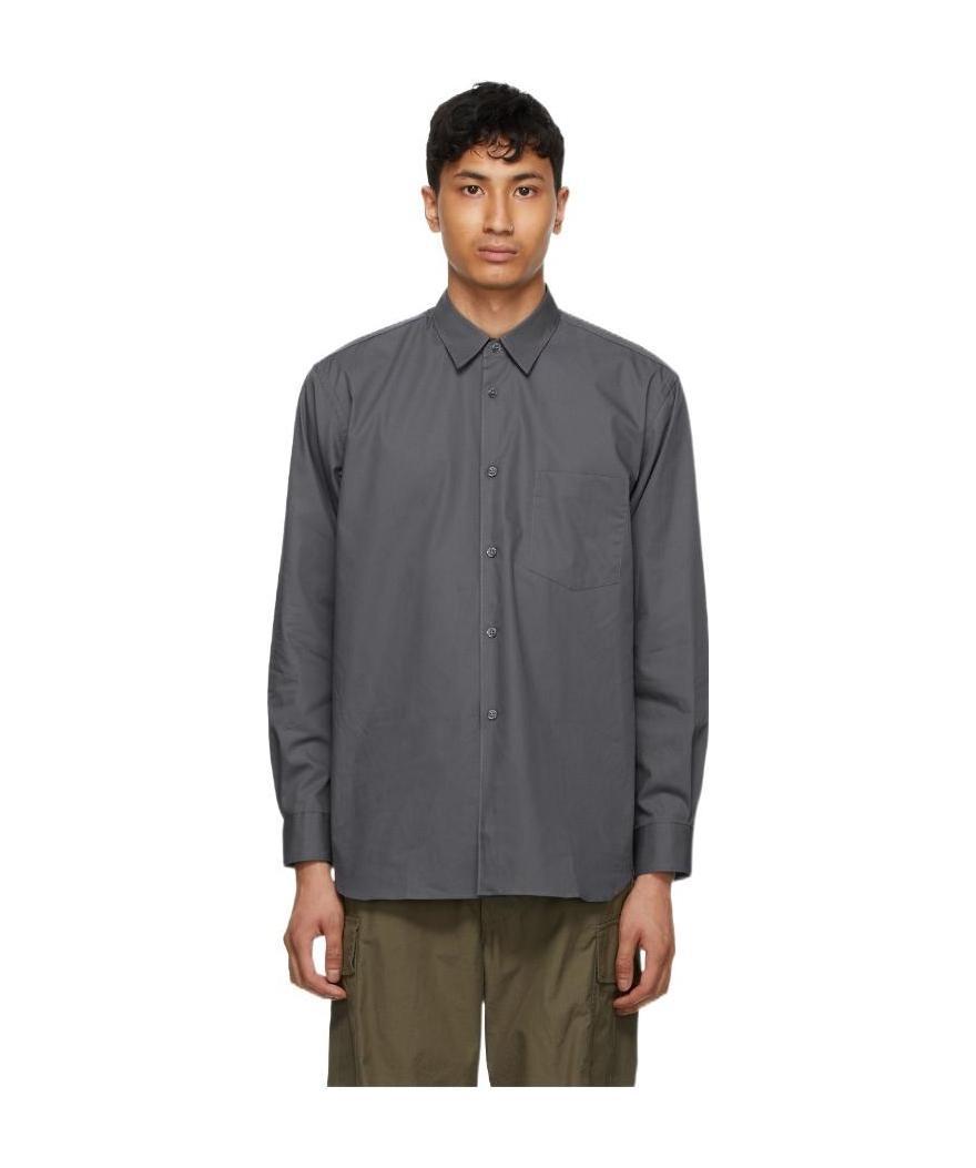 Comme Des Garçons Gray Logo Shirt In Black