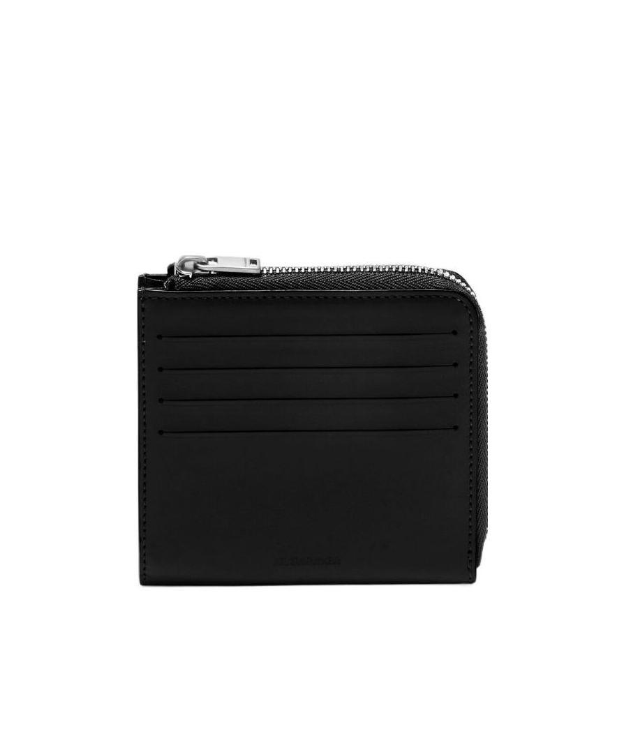 Jil Sander Zip-up Leather Wallet In Black
