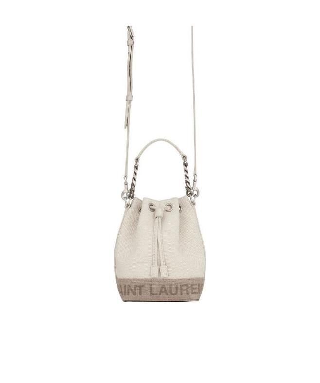 Saint Laurent Rive Gauche Mini Bucket Bag In White