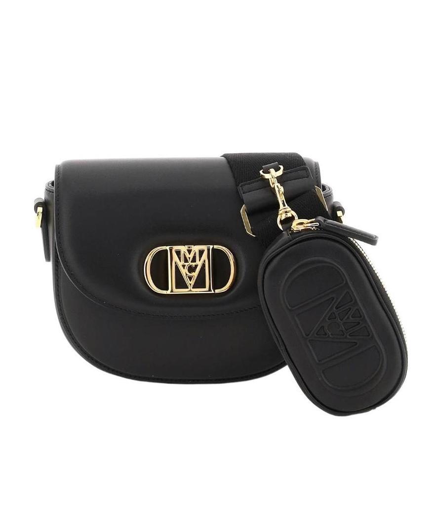 Mcm Travia Logo Plaque Mini Shoulder Bag In Black