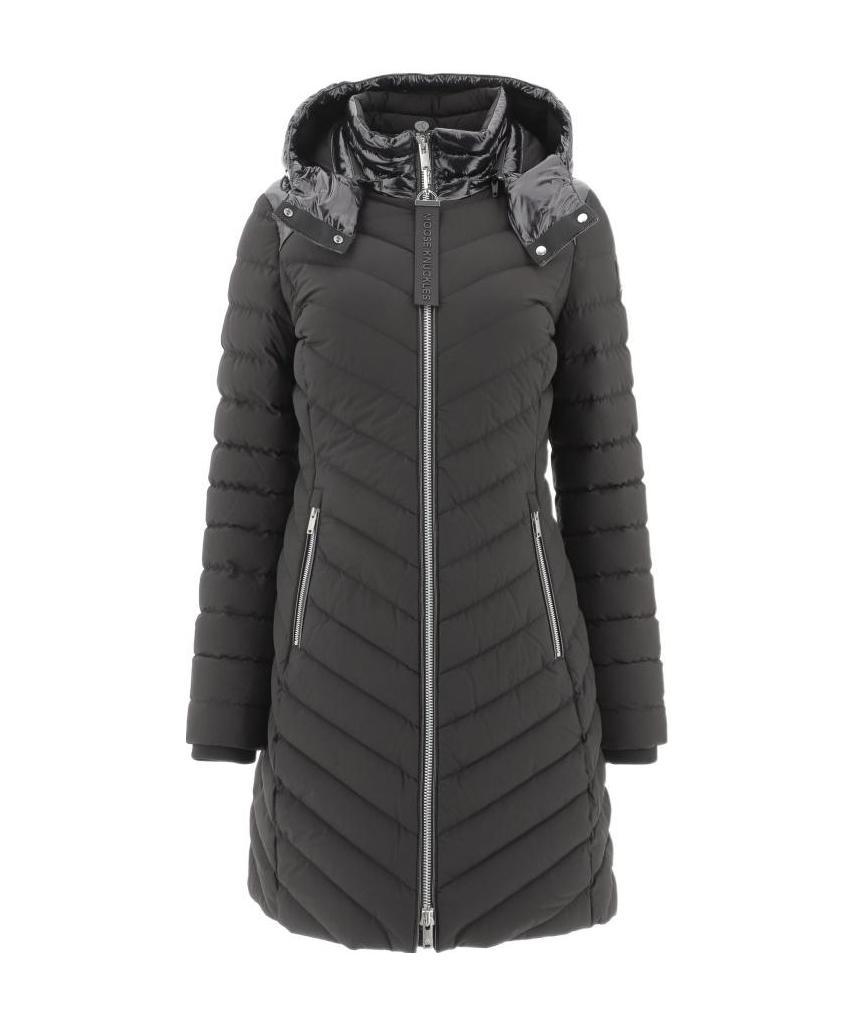 Moose Knuckles East Prairie Hooded Down Jacket In Black