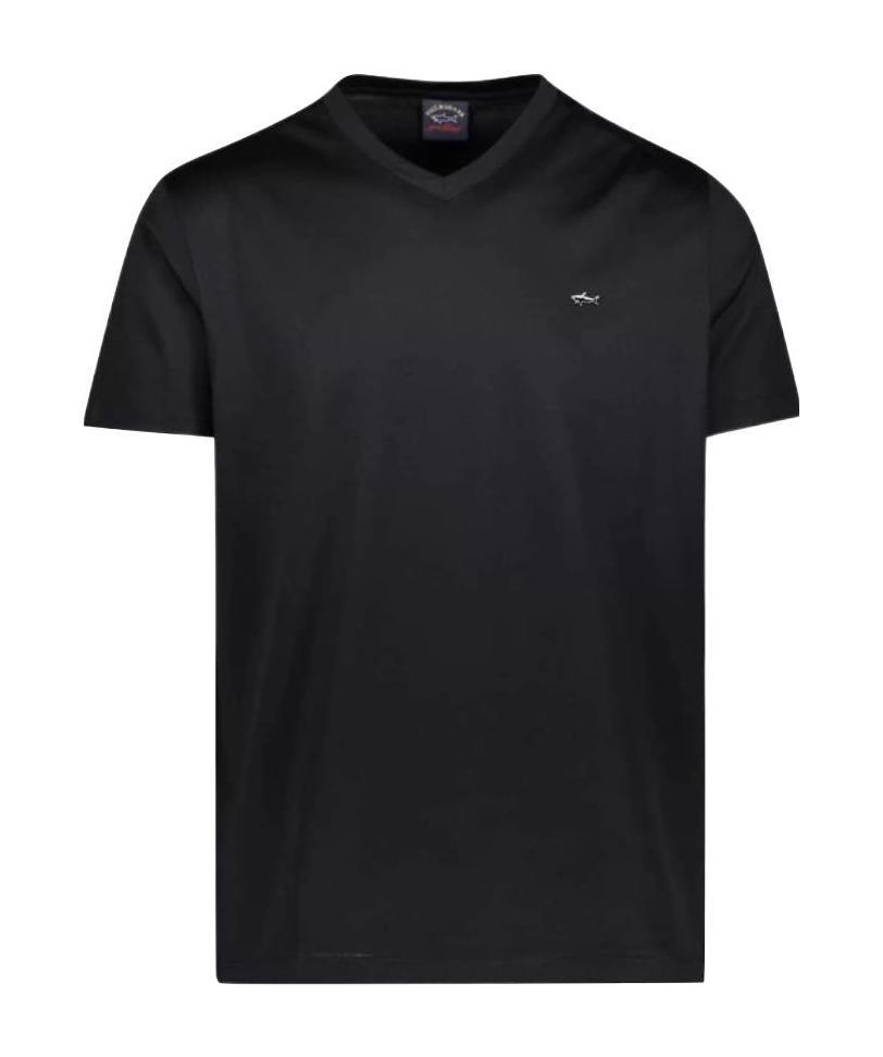 Paul & Shark V-collar Short-sleeved T-shirt In Black