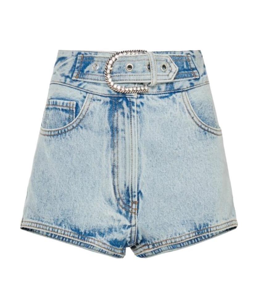 ALESSANDRA RICH BELTED DENIM SHORTS 