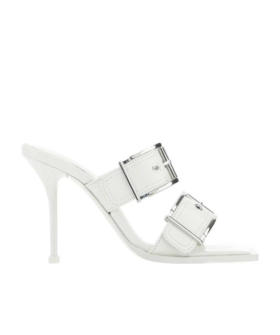 Alexander Mcqueen Women's Punk Leather Sandals In White